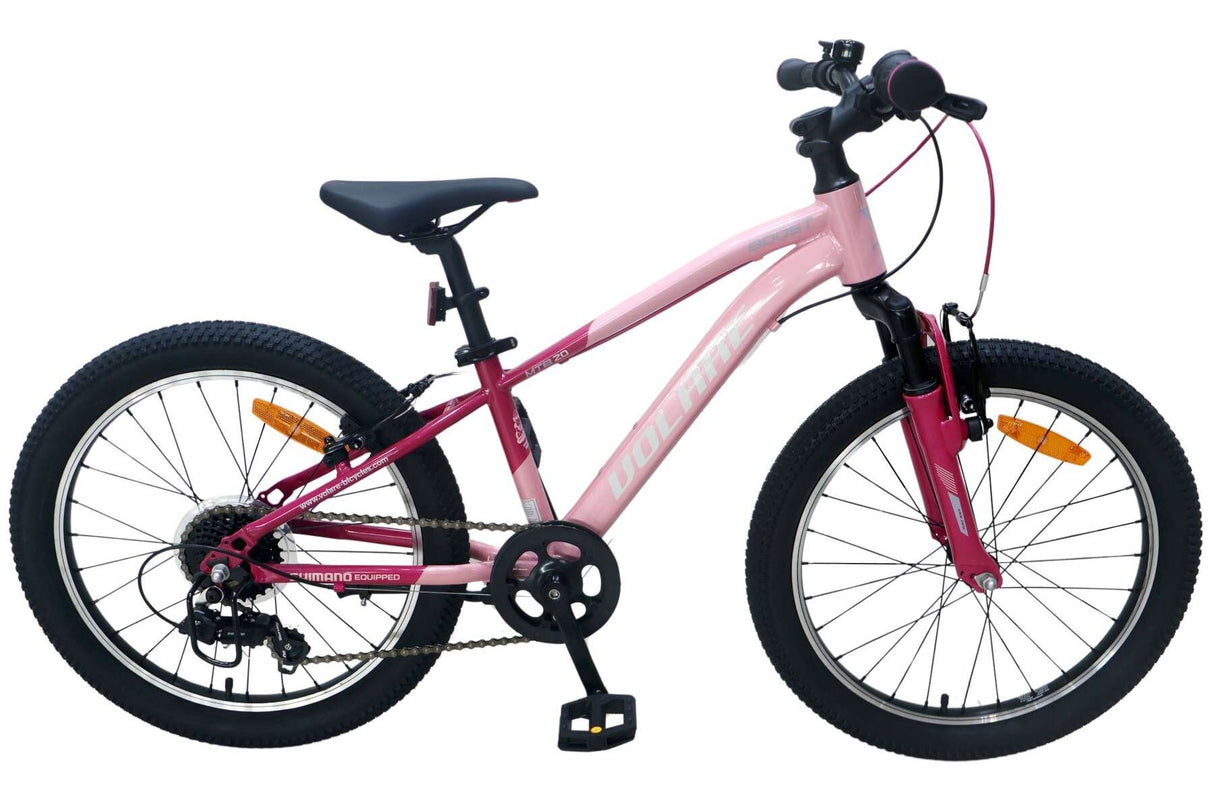 Rosa Kinderfahrrad mit 20-Zoll-Rädern und Shimano-Schaltung