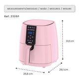 Jocca Heißluftfritteuse 3,8L 1450W Airfryer LED Touch 8 Programme fettarm Rosa