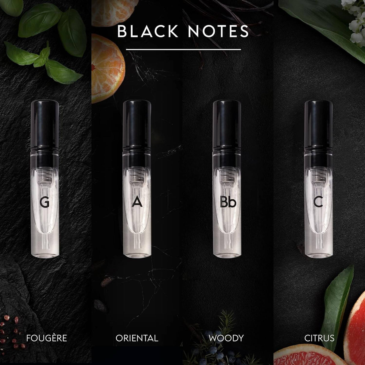 GAMMON Black Notes Herrenduft Explorer-Set 4x2 ml mit 20% Duftöl