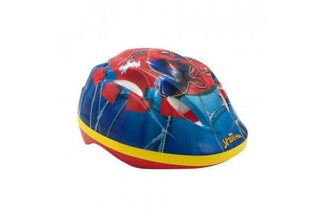 Kinderfahrradhelm mit Spiderman-Verzierungen, blau-gelb-rot