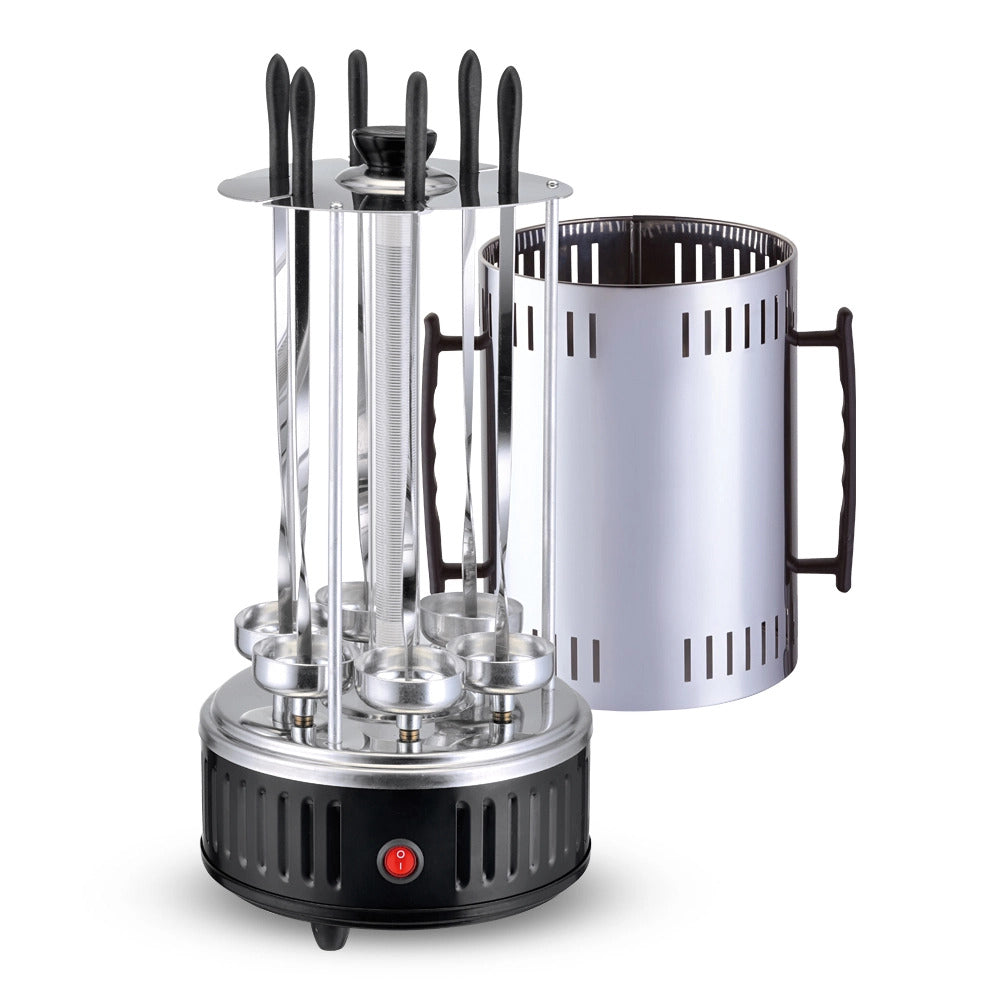 Olymp Elektrischer Grill LUX 1000 W, 6 Grillspieße, 200°C, Rauchfrei, 1 kg Schaschlik, 20 Minuten Garzeit, Rotierende Spieße, Spezielle Fettbehälter