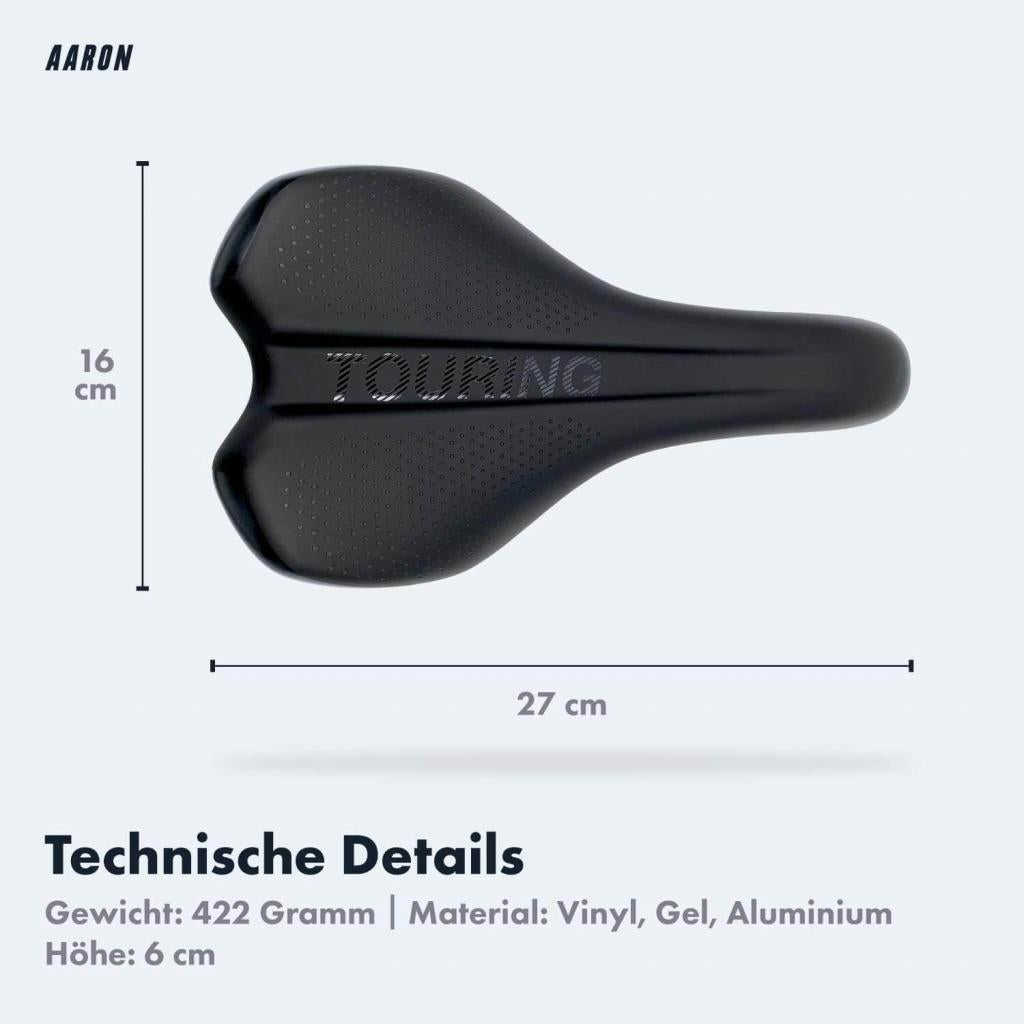 AARON Touring ergonomischer Fahrradsattel Unisex für Mountainbike, Stadtrad, E-Bike
