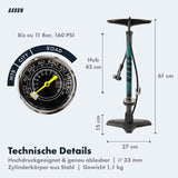 AARON Luftpumpe Sport One in Blau Fahrrad-Stand-Pumpe für alle Ventile mit Manometer