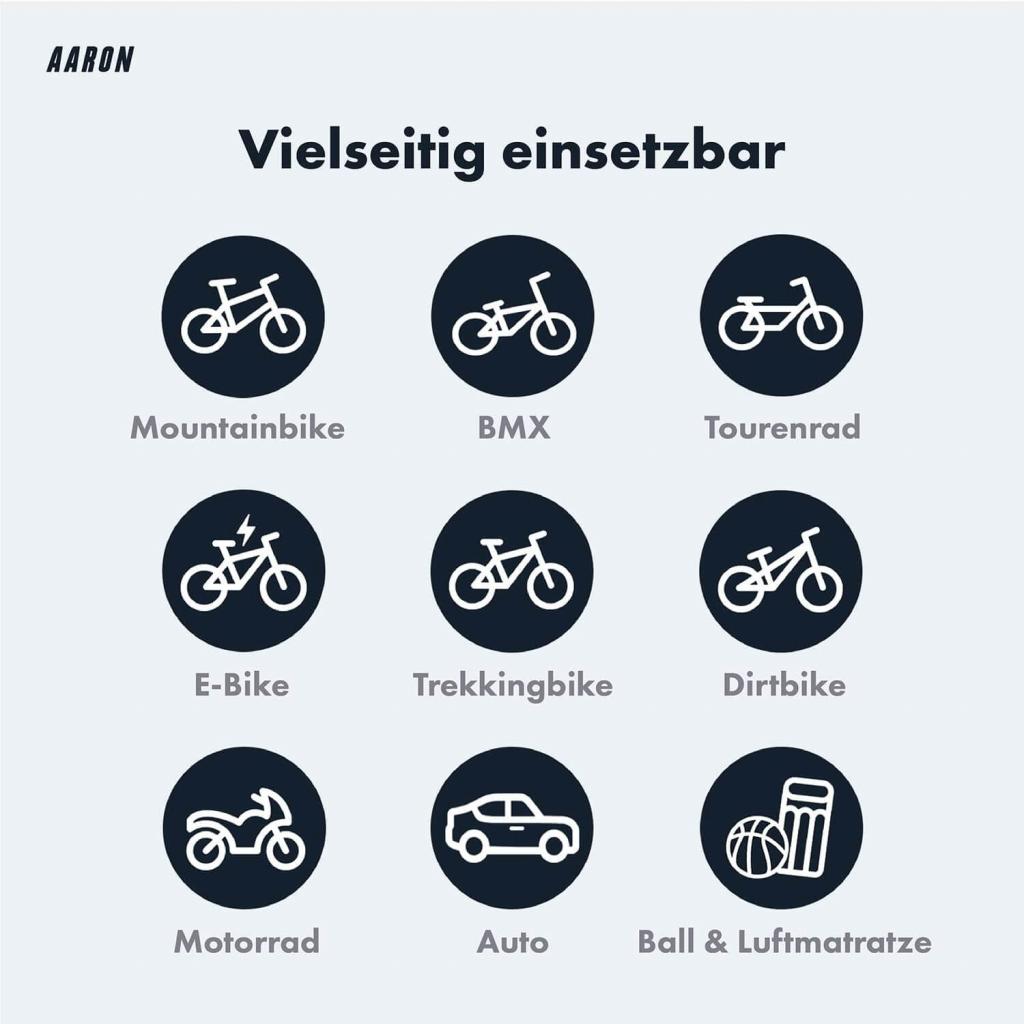 AARON Luftpumpe Sport One in Blau Fahrrad-Stand-Pumpe für alle Ventile mit Manometer