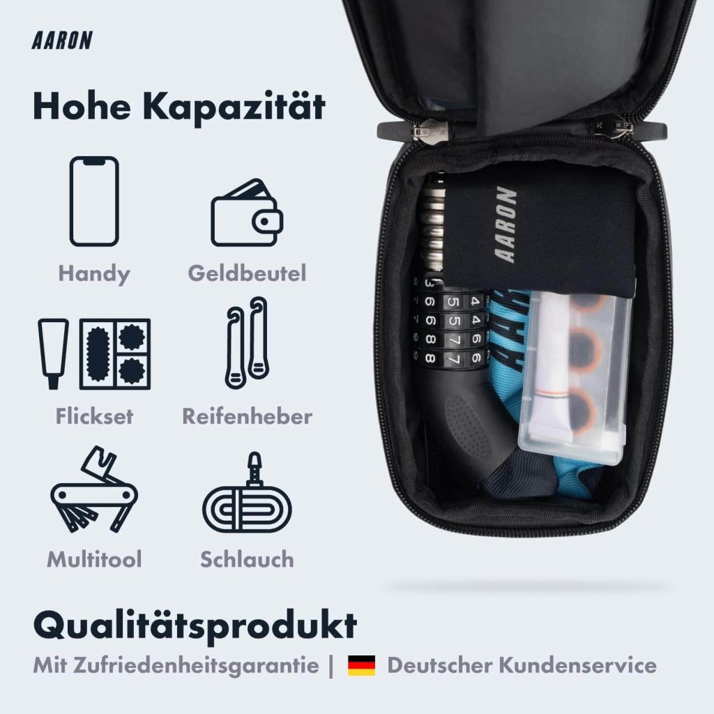 AARON Rahmentasche Fahrrad, Handytasche wasserdicht, Handyhalterung für den Rahmen