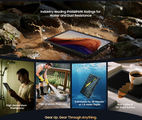 Aufzeigen der Wasserdichtigkeit des Blackivew Active 7 Tablet