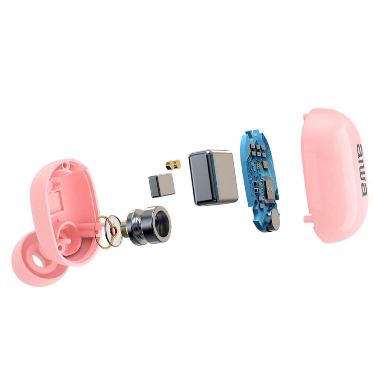 Aiwa EBTW-150PK PINK Drahtlose Kopfhörer Bluetooth 5.0 10 m Reichweite ANS Voice Assistant TWS