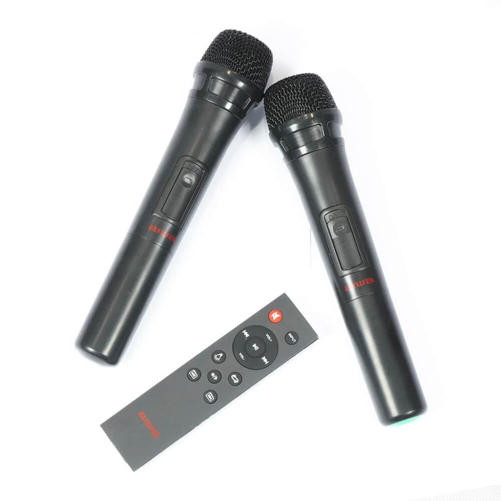 Aiwa KBTUS-900 Karaoke LED Trolley 100W Party Lautsprecher kabellose Mikrofone, BT, Fernbedienung