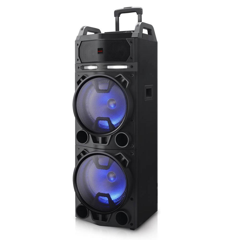 Aiwa KBTUS-900 Karaoke LED Trolley 100W Party Lautsprecher kabellose Mikrofone, BT, Fernbedienung