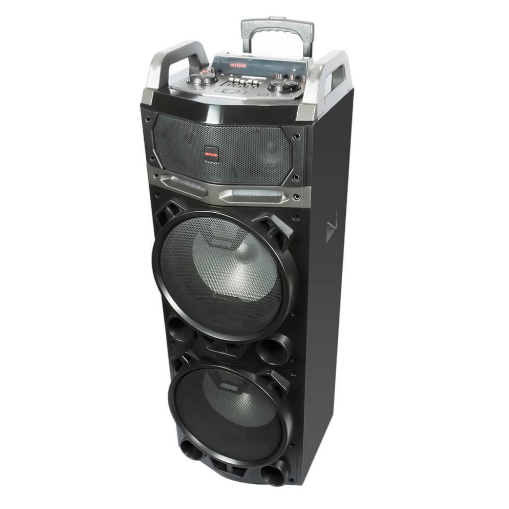 Aiwa KBTUS-900 Karaoke LED Trolley 100W Party Lautsprecher kabellose Mikrofone, BT, Fernbedienung