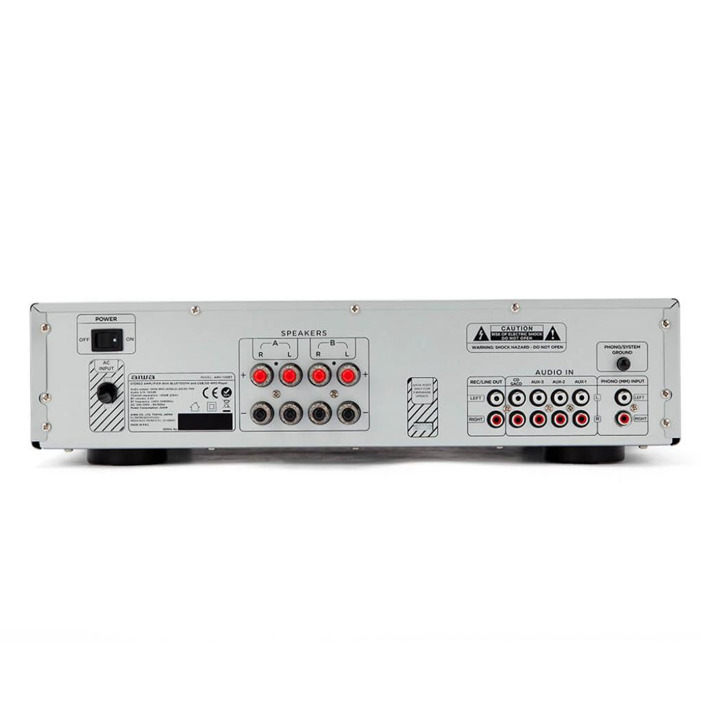 B-WARE - Aiwa AMU-120BTSR silberfarben Mediaplayer AV-Empfänger und -Verstärker, BT v5.0-Empfänger, 2X 60W