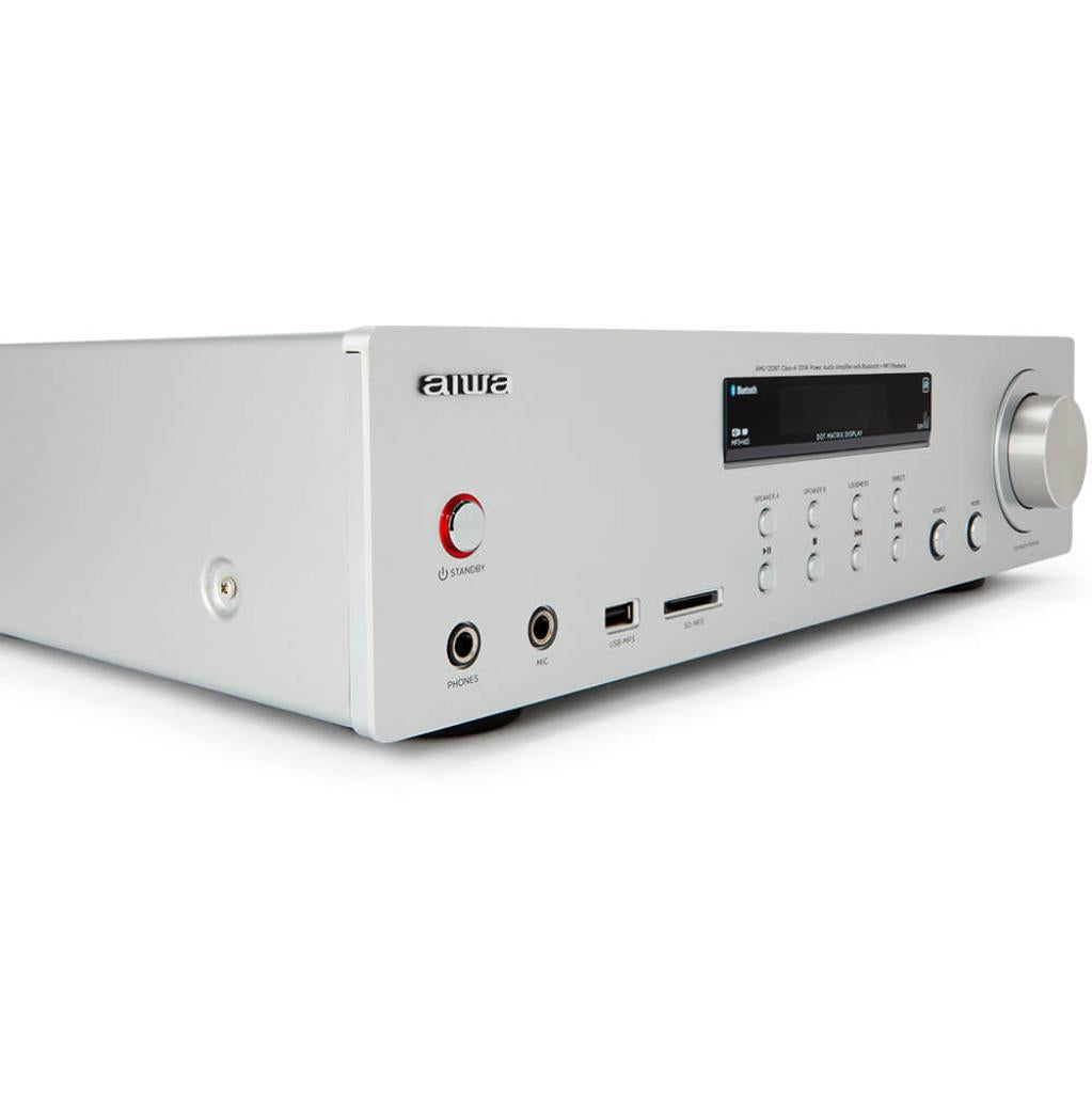 B-WARE - Aiwa AMU-120BTSR silberfarben Mediaplayer AV-Empfänger und -Verstärker, BT v5.0-Empfänger, 2X 60W