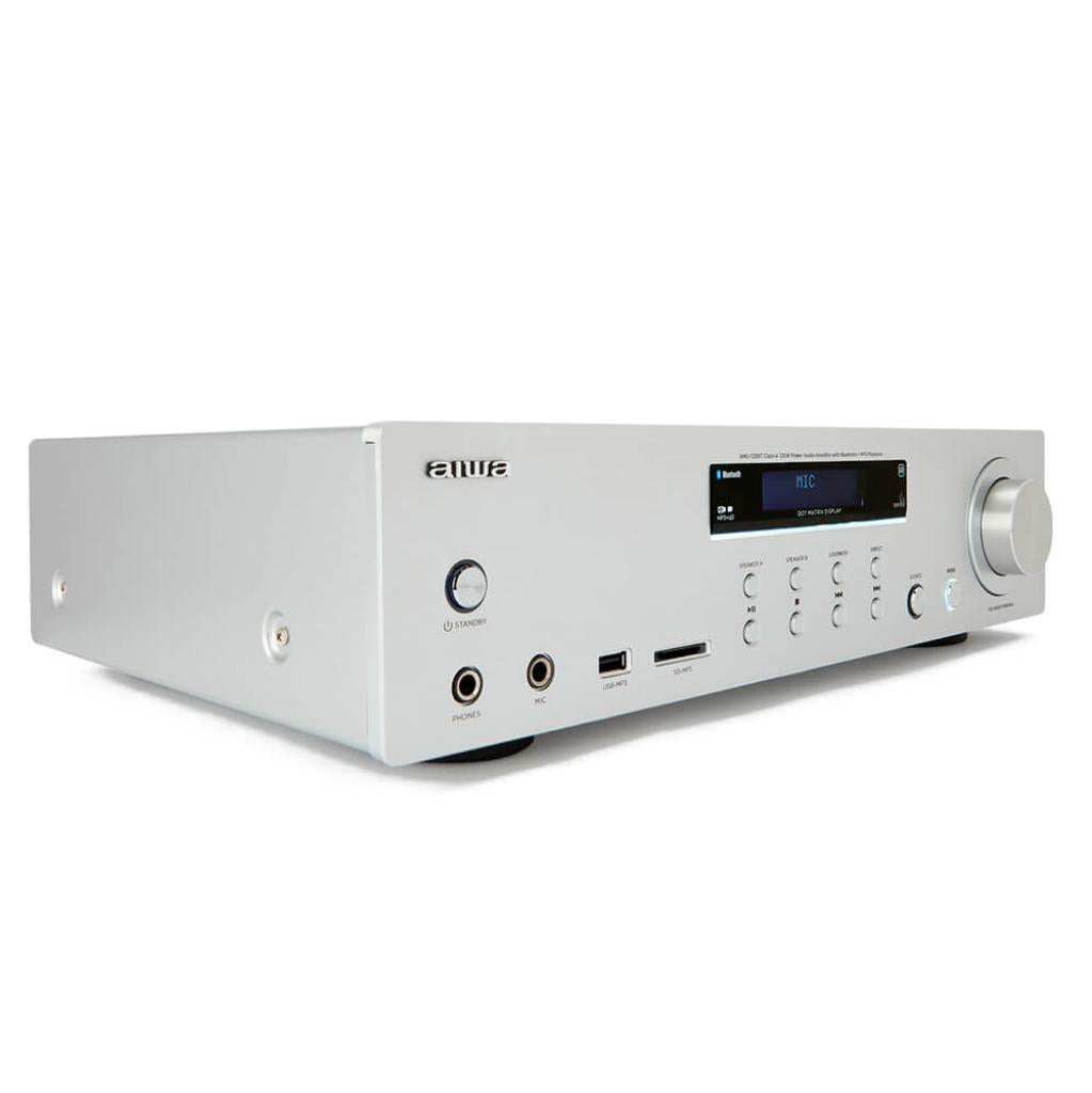 B-WARE - Aiwa AMU-120BTSR silberfarben Mediaplayer AV-Empfänger und -Verstärker, BT v5.0-Empfänger, 2X 60W