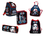 Schulranzenset Star Wars – Vorderansicht – Komplettes Star Wars-Schulranzenset mit allen enthaltenen Artikeln, Vorderseiten sichtbar.