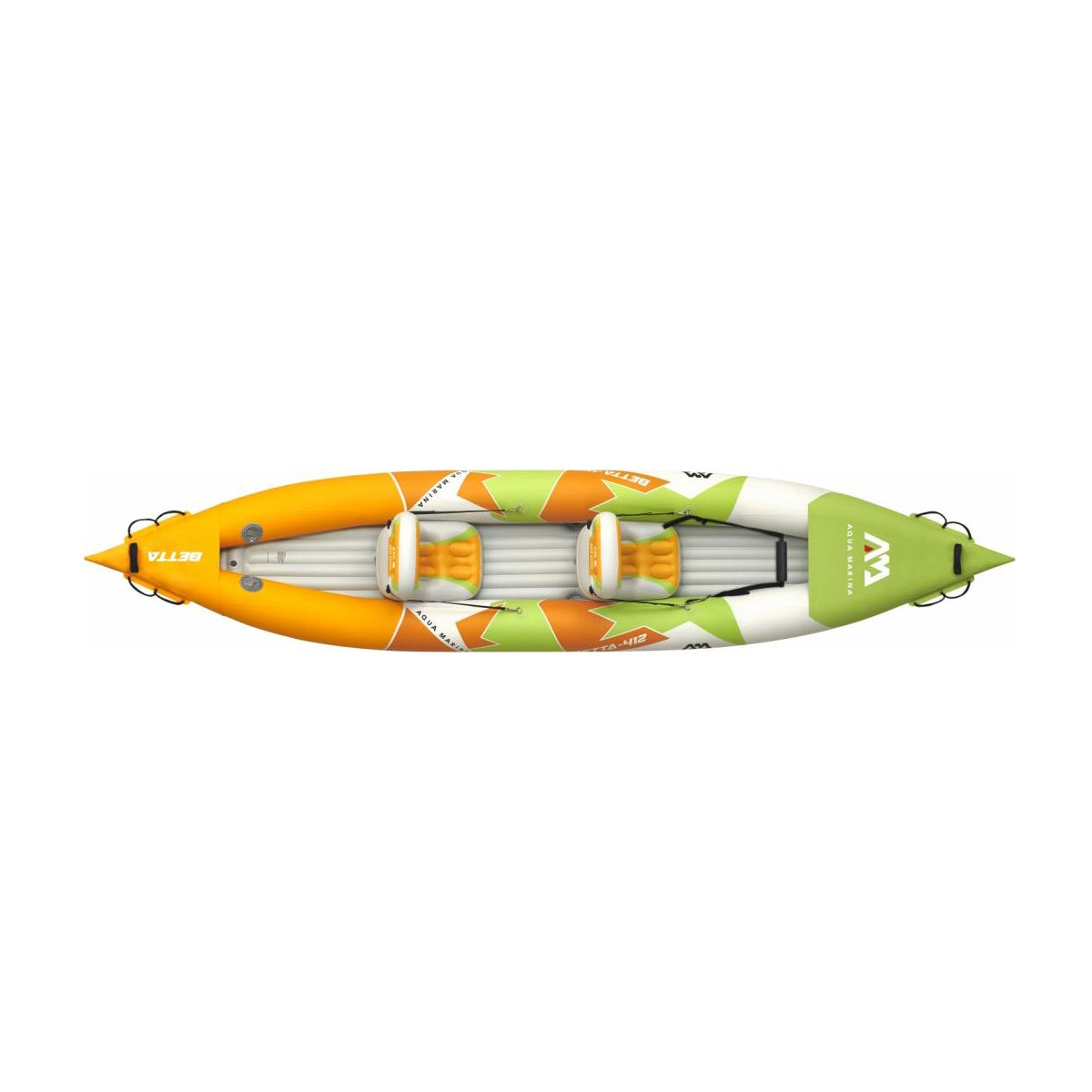 Aqua Marina Kajak 412x83 cm für 2 Personen mit Luftsitz verstellbarer Lehne Transporttasche Reparaturset Handpumpe strapazierfähig Grün/Weiß/Orange