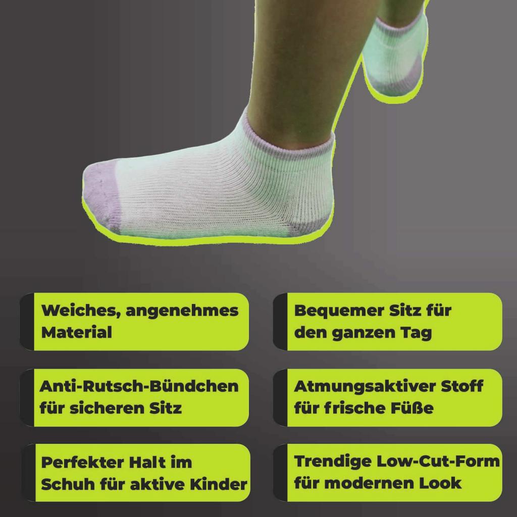 Athletech 6 Paar Low-Cut-Sportsocken für Kinder 3-5 Jahre bis Gr. 34 Pastellfarben