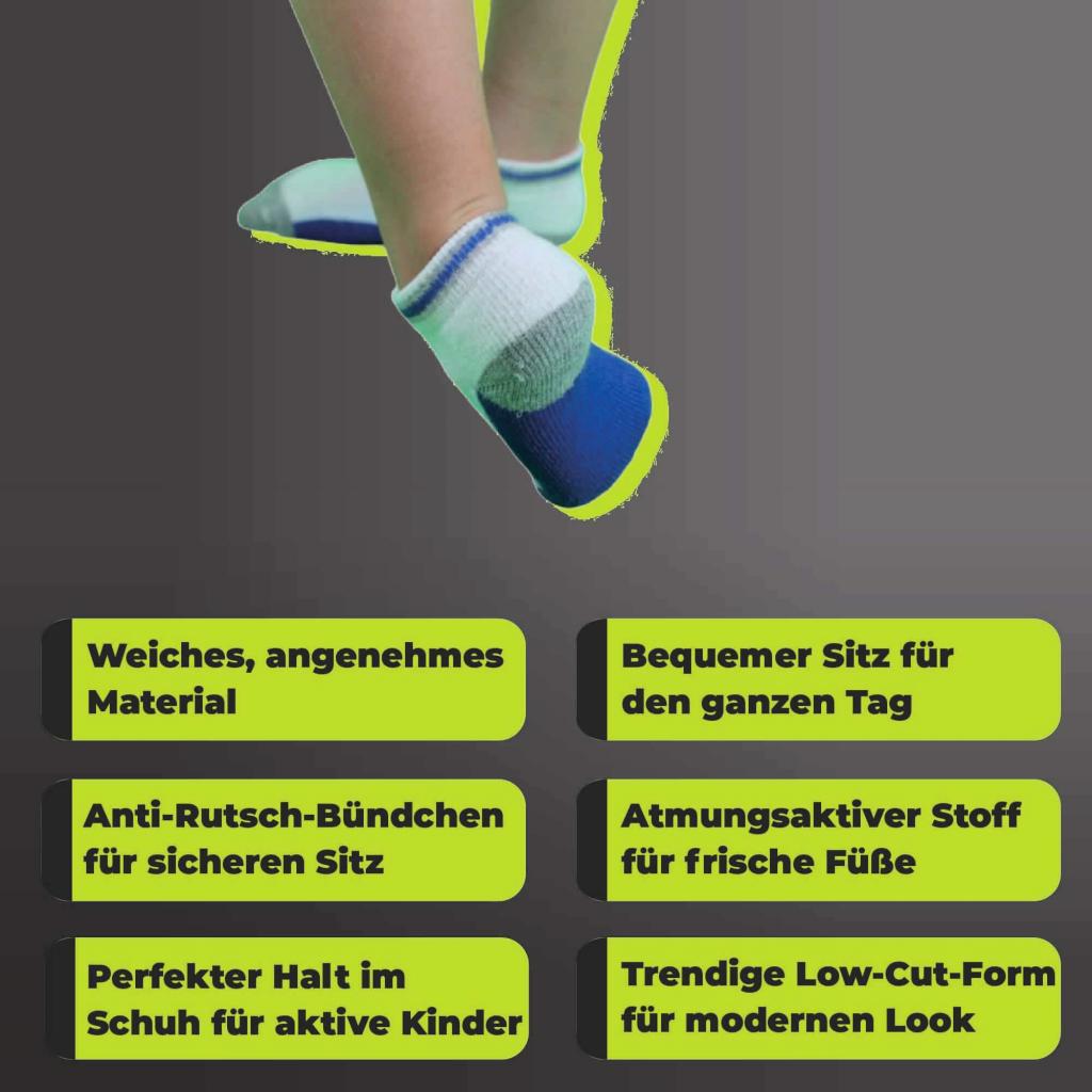 Athletech 6 Paar Low-Cut-Sportsocken für Kinder 3-5 Jahre bis Gr. 34 bunt