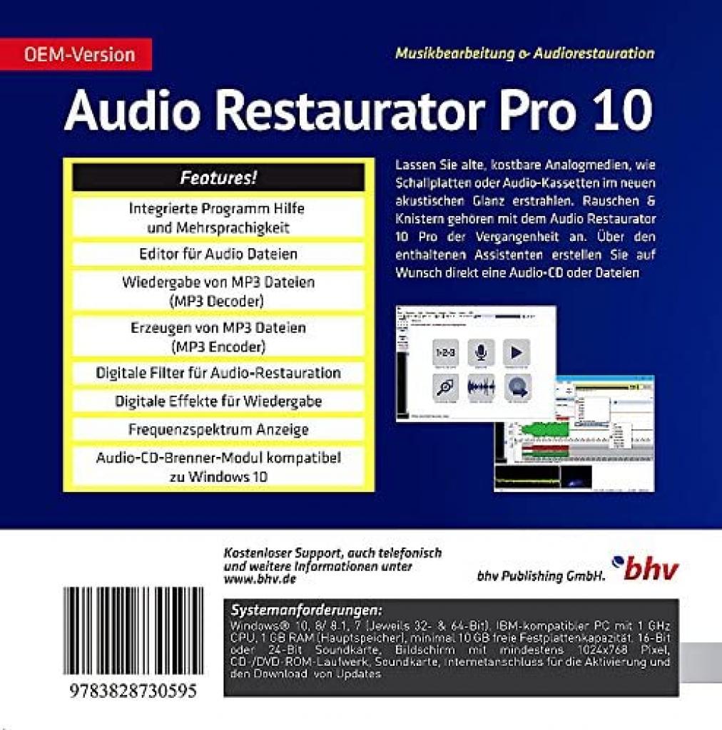 RÃ¼ckansicht der Software Audio Restaurator Pro 10