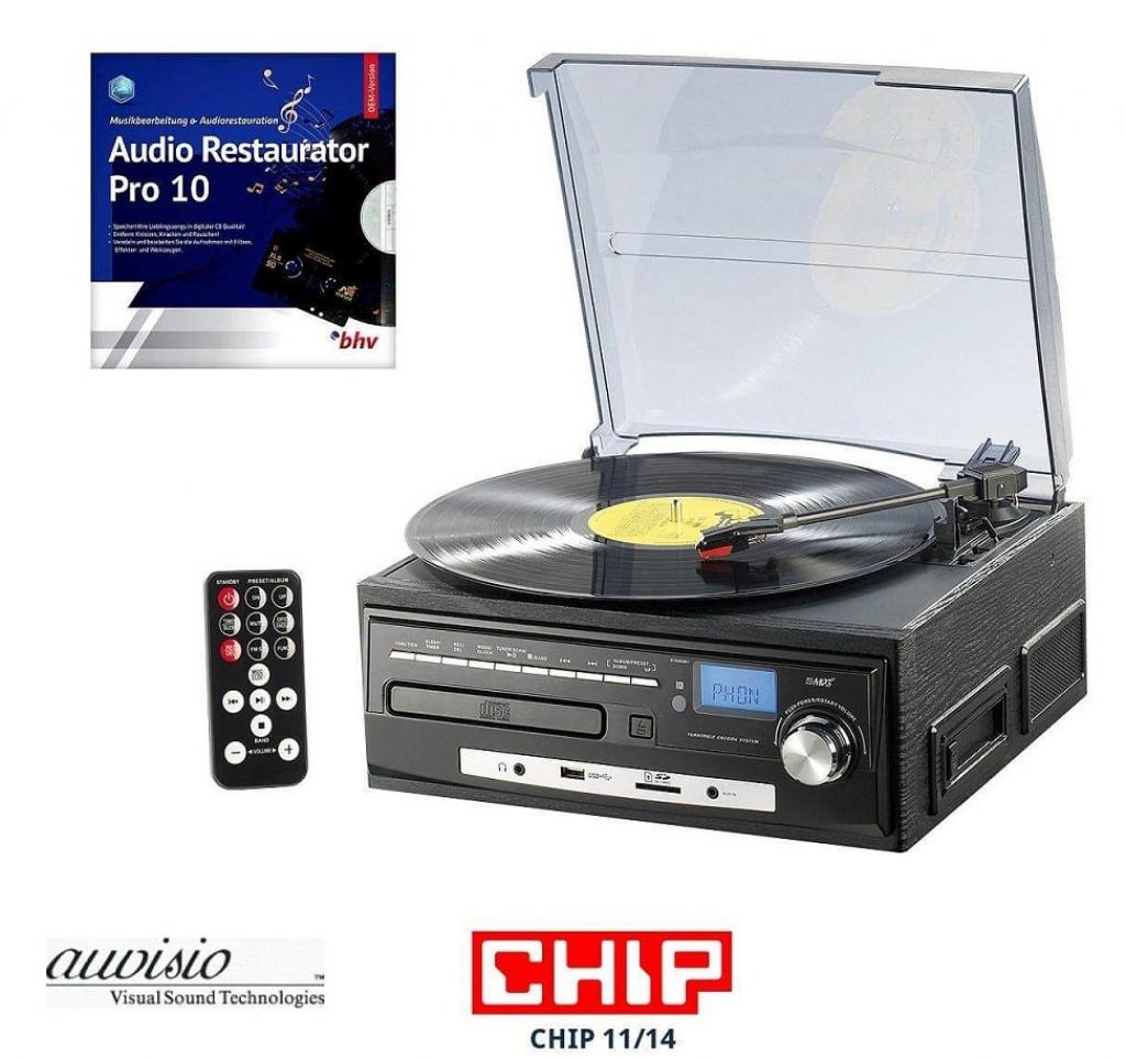 auvisio Stereoanlage MHX-600.LP Musikplayer + Digitalisierer für Schallplatten, CD, MC, MP3, USB, SD