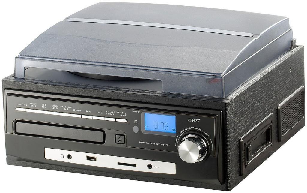 auvisio Stereoanlage MHX-600.LP Musikplayer + Digitalisierer für Schallplatten, CD, MC, MP3, USB, SD