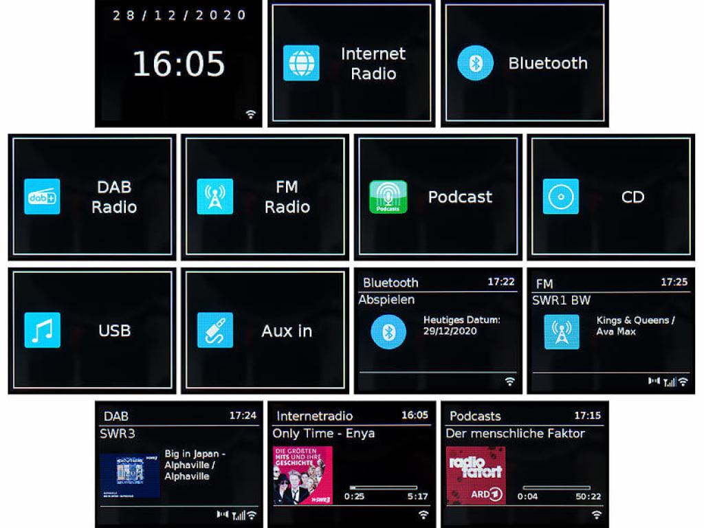 Displayanzeigen der Auvisio IRS-500.CD Micro Stereoanlage