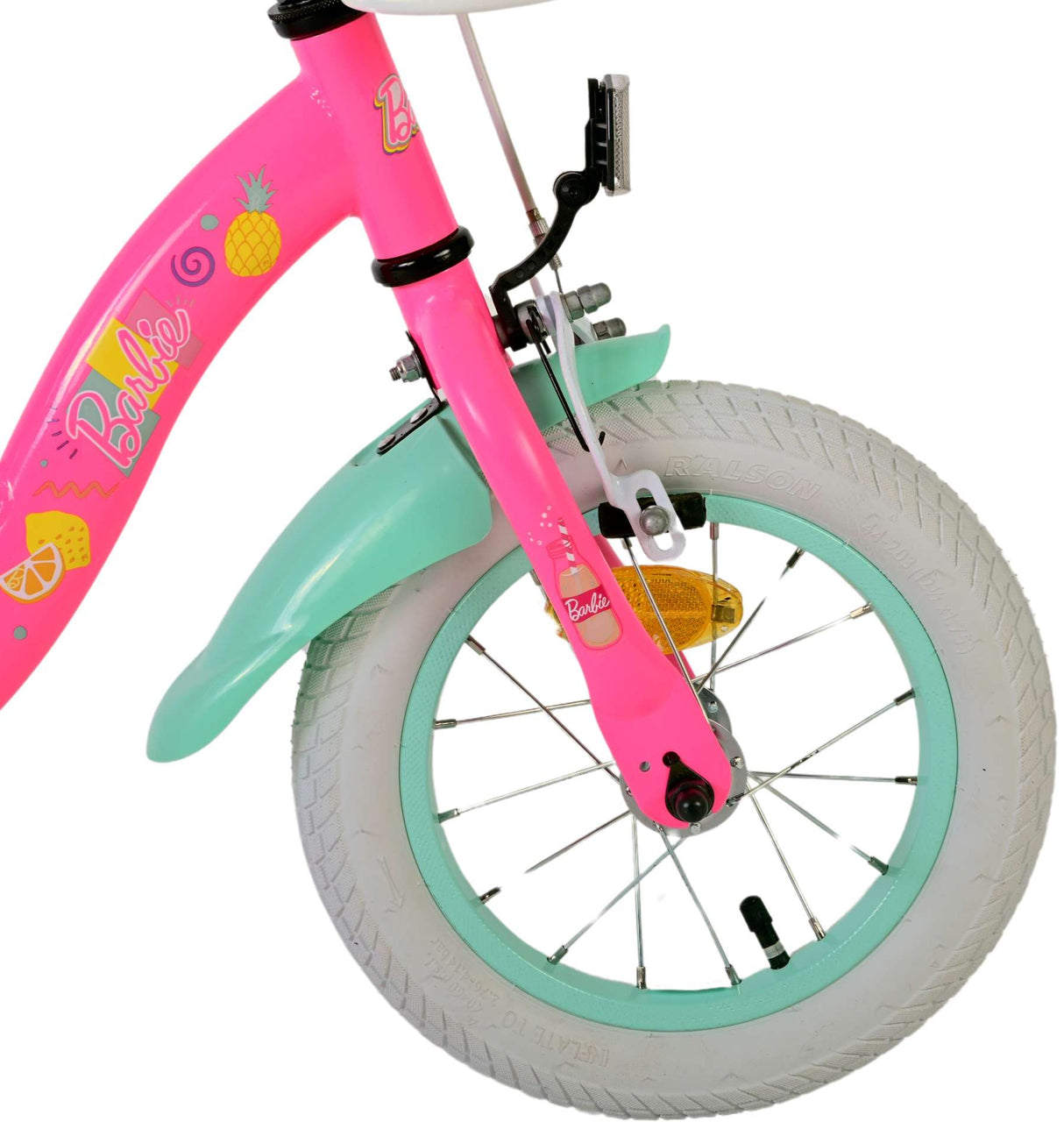 Volare Barbie Kinderfahrrad für Mädchen - 12 Zoll in Rosa mit Sicherheitsmerkmalen