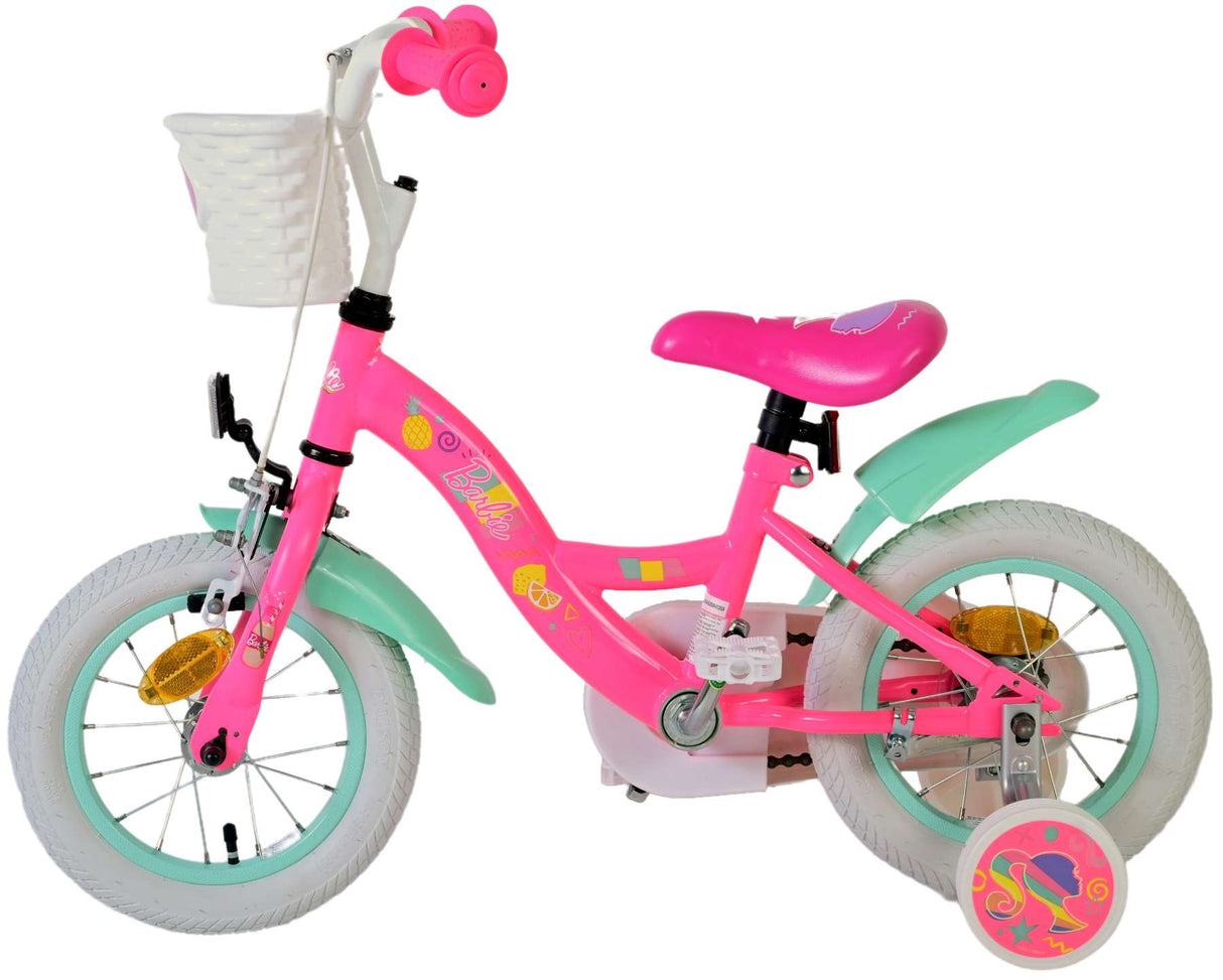 Volare Barbie Kinderfahrrad für Mädchen - 12 Zoll in Rosa mit Sicherheitsmerkmalen