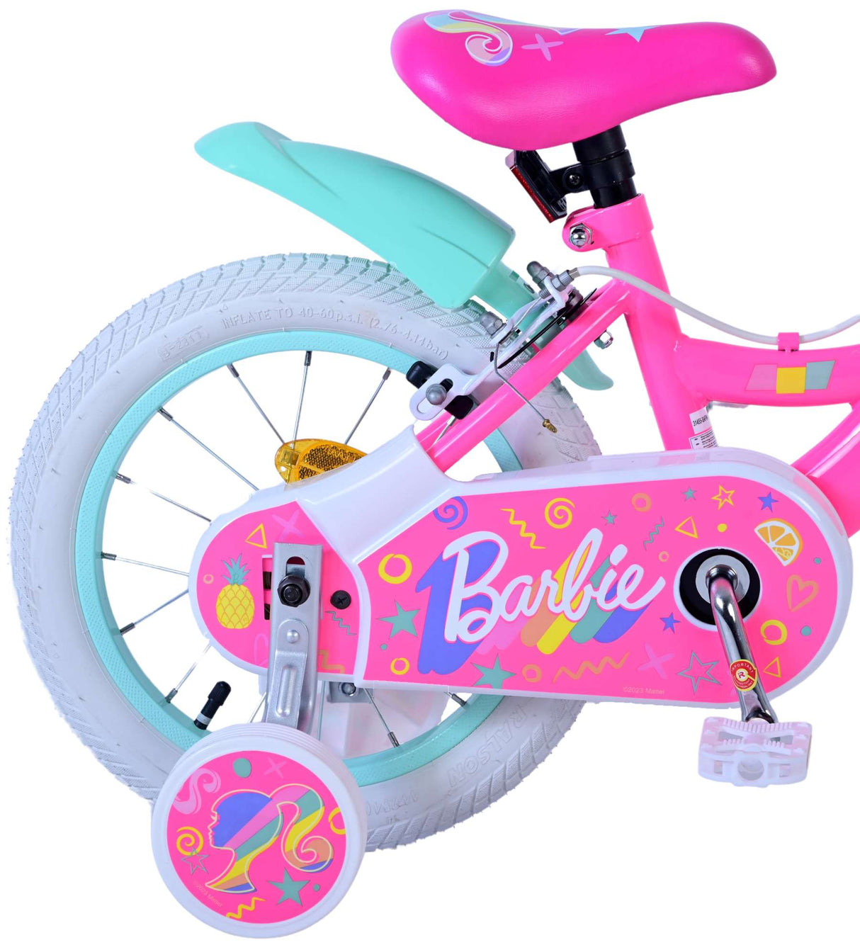 Volare Barbie Kinderfahrrad für Mädchen - 14 Zoll in Rosa mit Handbremsen