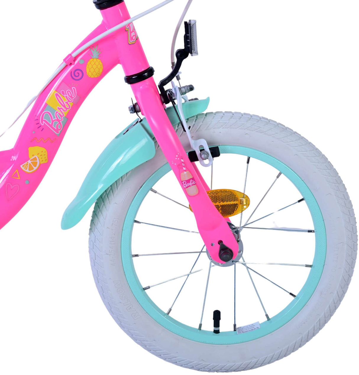 Volare Barbie Kinderfahrrad für Mädchen - 14 Zoll in Rosa mit Handbremsen