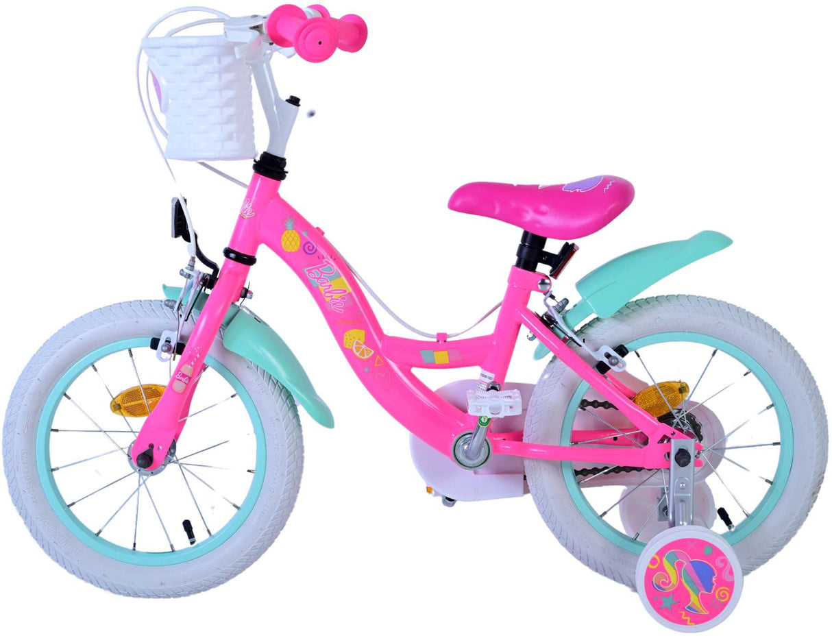 Volare Barbie Kinderfahrrad für Mädchen - 14 Zoll in Rosa mit Handbremsen