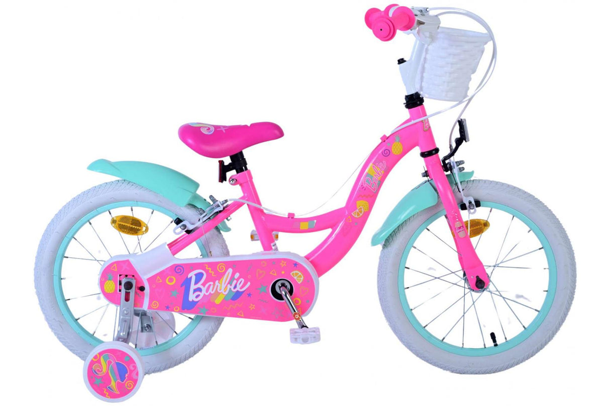 Volare Barbie Kinderfahrrad für Mädchen - 16 Zoll in Rosa mit zwei Handbremsen