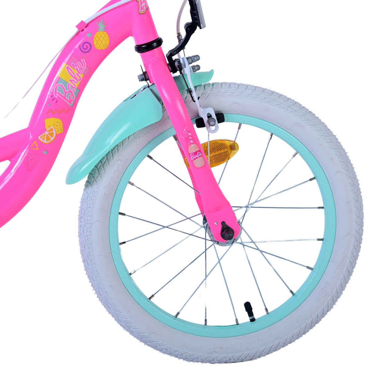 Volare Barbie Kinderfahrrad für Mädchen - 16 Zoll in Rosa mit zwei Handbremsen