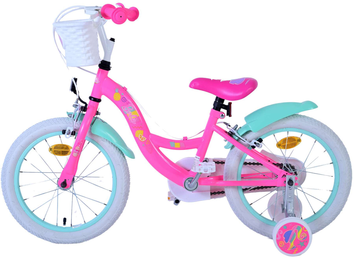 Volare Barbie Kinderfahrrad für Mädchen - 16 Zoll in Rosa mit zwei Handbremsen