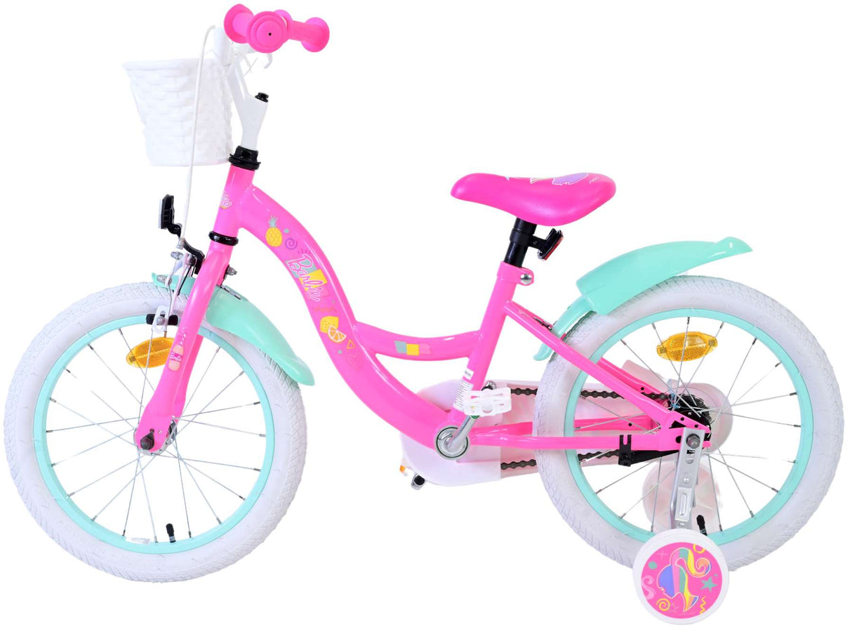 Volare Barbie Kinderfahrrad für Mädchen - 16 Zoll in Rosa für Kinder von 4 bis 6 Jahren