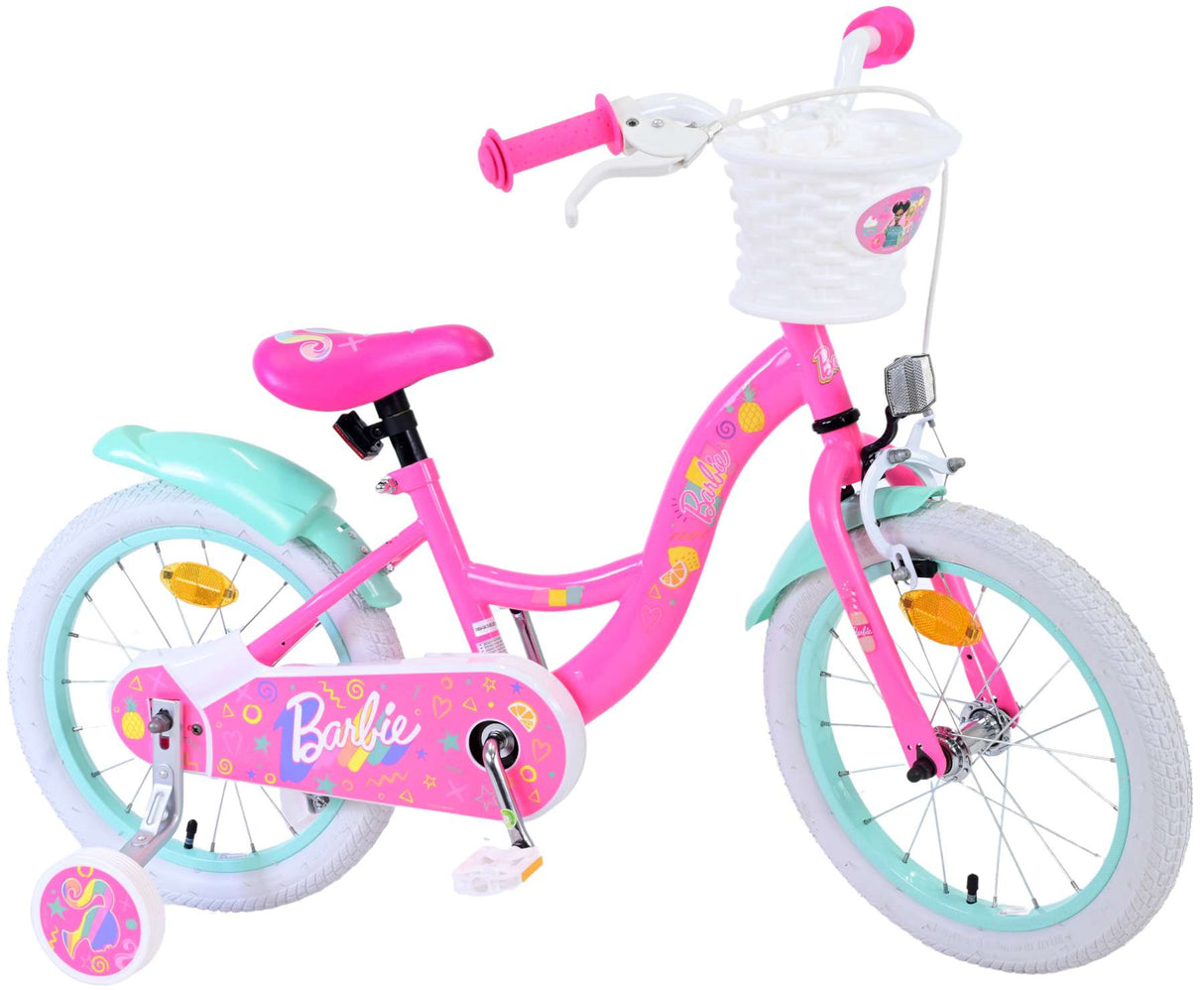 Volare Barbie Kinderfahrrad für Mädchen - 16 Zoll in Rosa für Kinder von 4 bis 6 Jahren