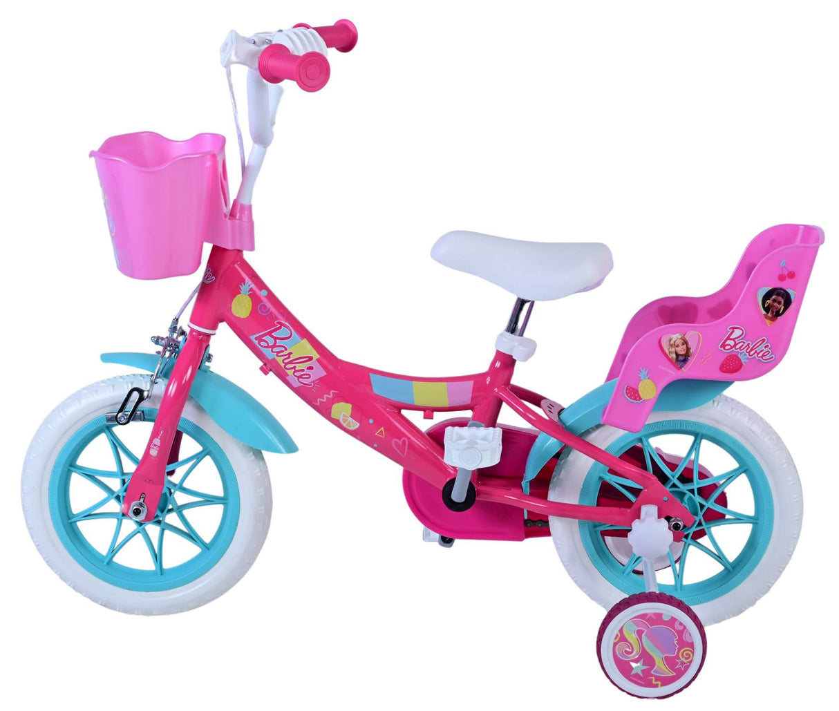 Volare Barbie Kinderfahrrad für Mädchen - 12 Zoll in Rosa mit Sicherheitsmerkmalen