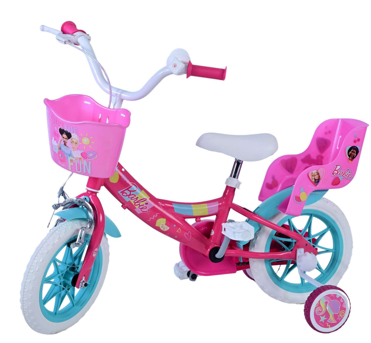 Volare Barbie Kinderfahrrad für Mädchen - 12 Zoll in Rosa mit Sicherheitsmerkmalen