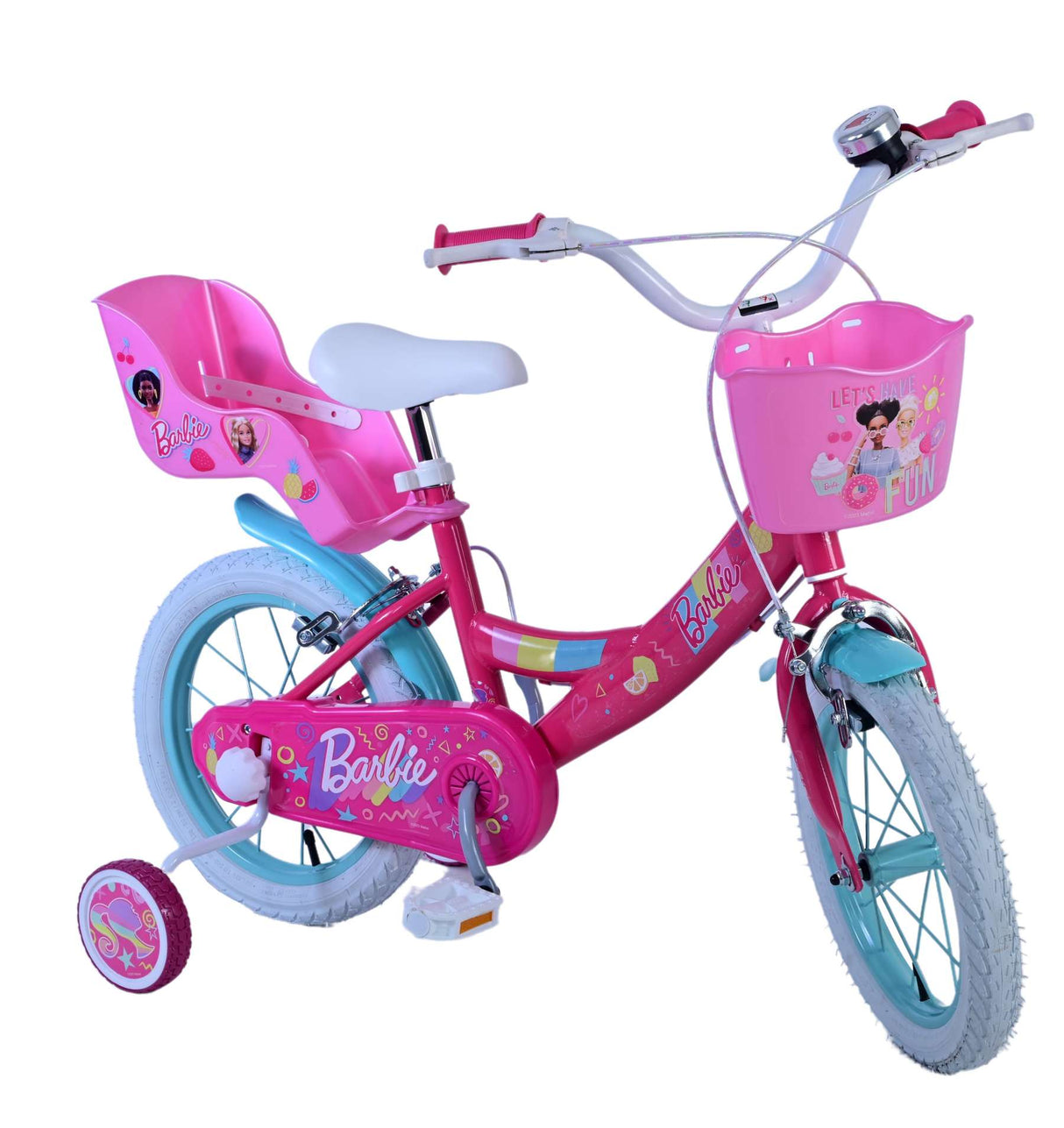 Volare Barbie Kinderfahrrad für Mädchen - 14 Zoll - Rosa mit Zweihandbremsen