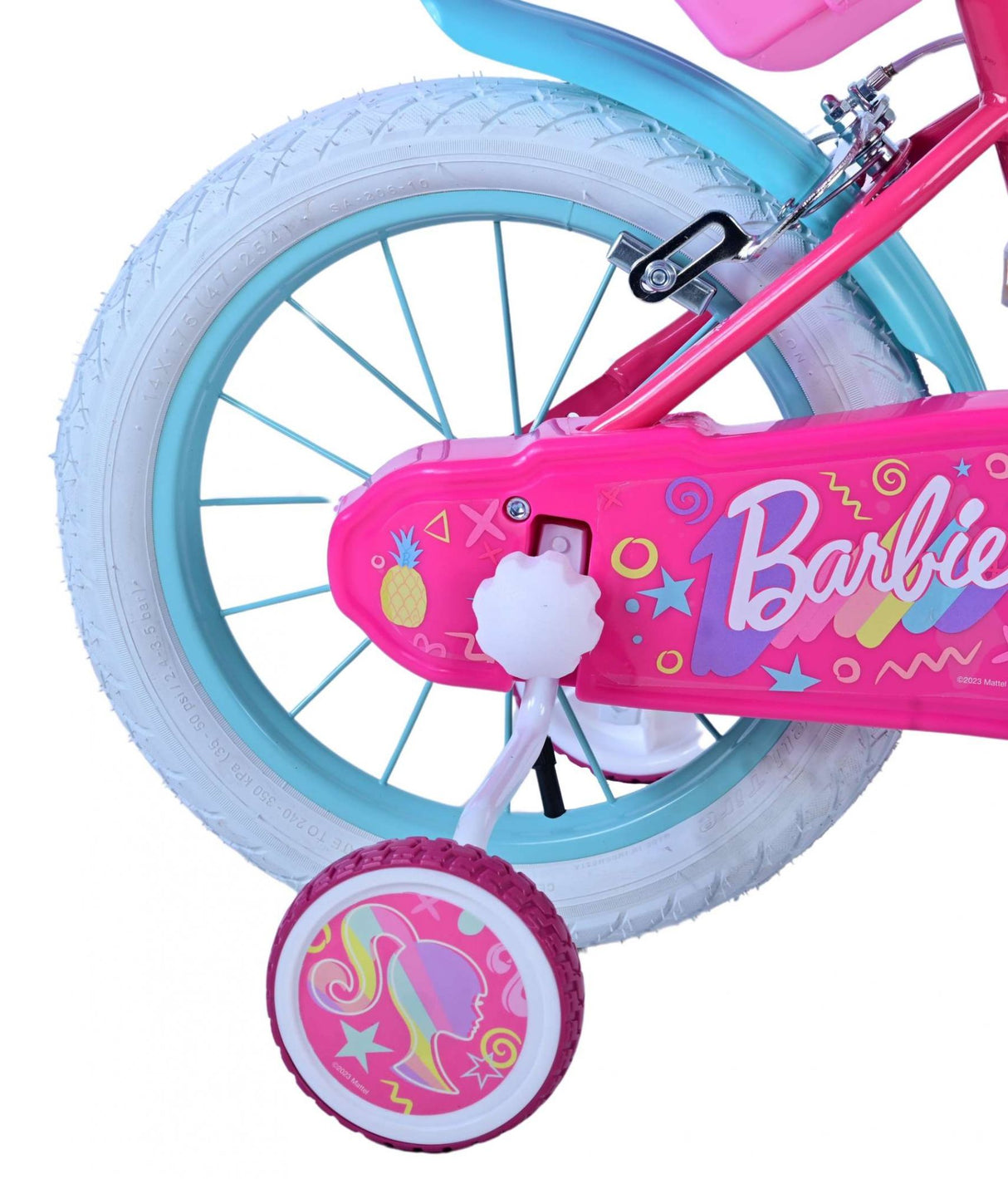 Volare Barbie Kinderfahrrad für Mädchen - 14 Zoll - Rosa mit Zweihandbremsen