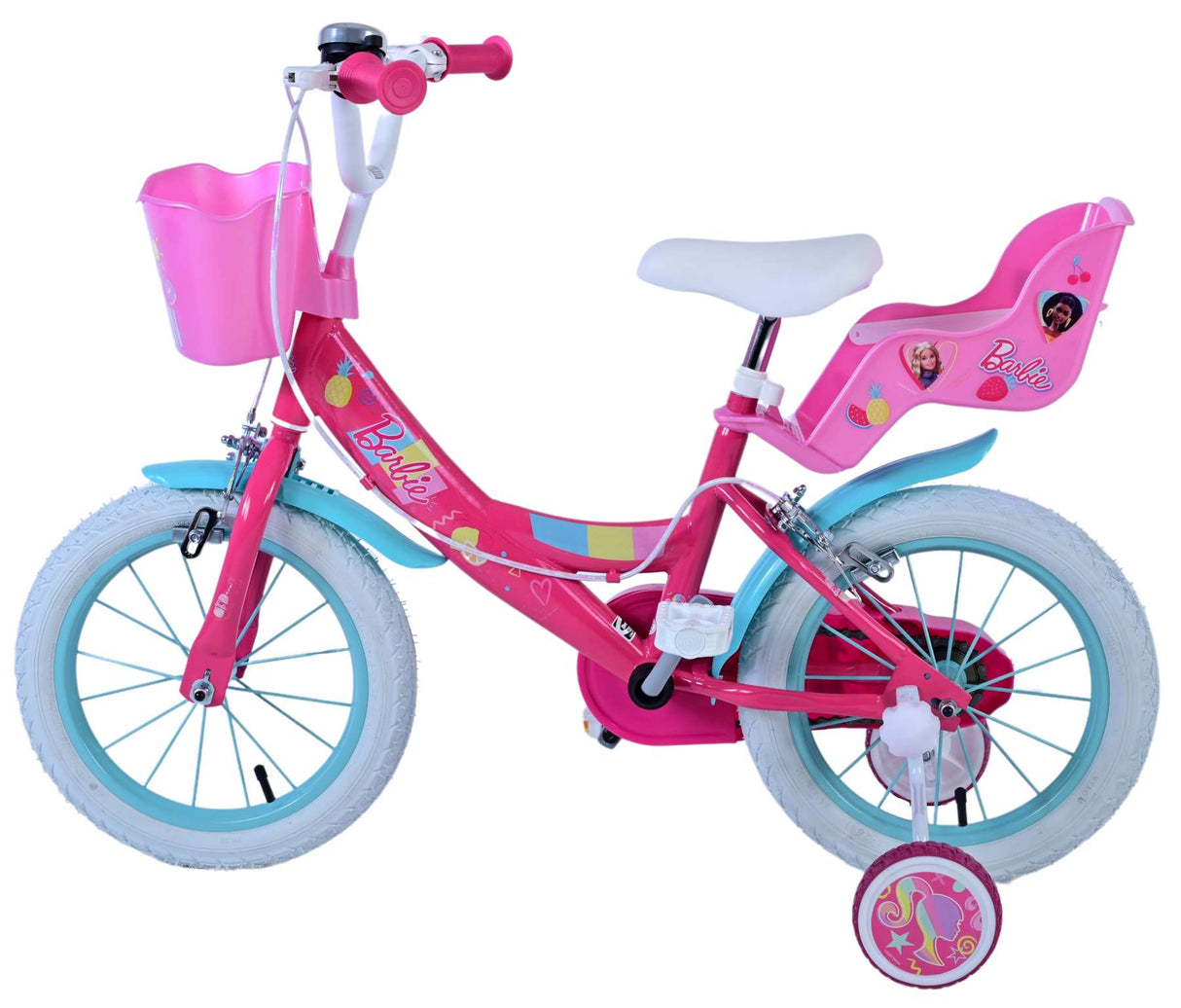 Volare Barbie Kinderfahrrad für Mädchen - 14 Zoll - Rosa mit Zweihandbremsen