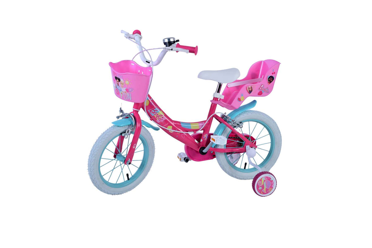 Volare Barbie Kinderfahrrad für Mädchen - 14 Zoll - Rosa mit Zweihandbremsen