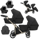 Kunert BRAV DUO 3 in1 Öko-Leder Doppelkinderwagen mit Champagnerrahmen und Gelrädern