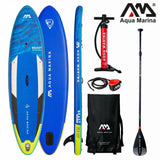 Aqua Marina SUP Board 320x81cm mit Reißverschlussrucksack Double Action-Pumpe LIQUID AIR V1 Paddel Einschub-Mittelfinne Sicherheitsleine Blau