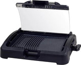 Beper 90.871 Elektrogrill mit Glasdeckel, beschichtete Grillplatte, Edelstahl, 2200 W