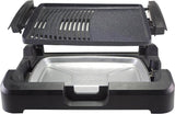 Beper 90.871 Elektrogrill mit Glasdeckel, beschichtete Grillplatte, Edelstahl, 2200 W