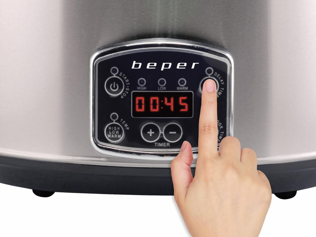 Beper BC.510 Slow Cooker, Crock-Pot, 280 W, 4,5 Liter, Glaskeramik, Schongarer