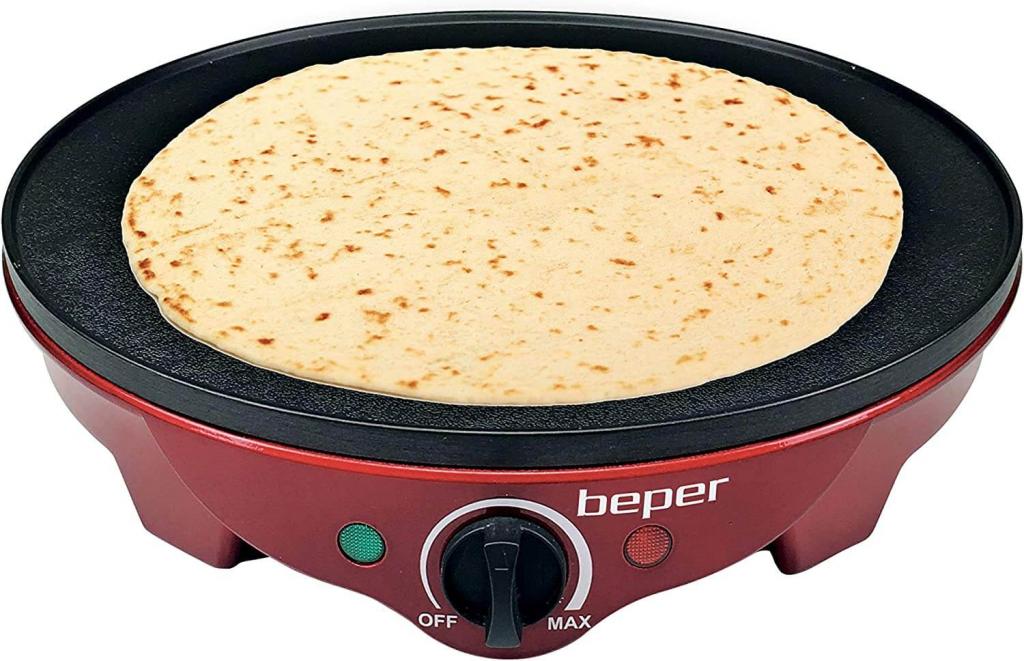 Beper BT.700Y Crepes Maker für Crêpes, Pfannkuchen und Piadinas elektrisch mit Holzspatel