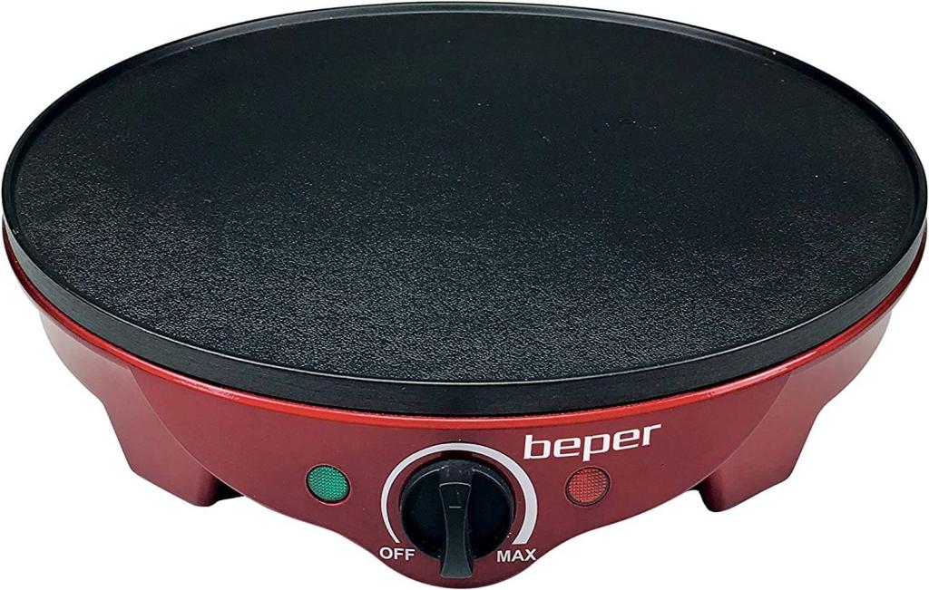 Beper BT.700Y Crepes Maker für Crêpes, Pfannkuchen und Piadinas elektrisch mit Holzspatel