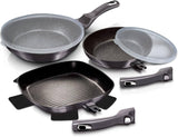 Berlinger Haus BH/7048 Metallic Line Carbon Pro Edition 5er Set Bratpfannen mit abnehmbarem Griff