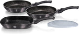 Berlinger Haus BH/7048 Metallic Line Carbon Pro Edition 5er Set Bratpfannen mit abnehmbarem Griff